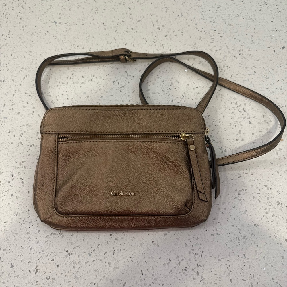 Calvin Klein Tan Leather Crossbody Bag